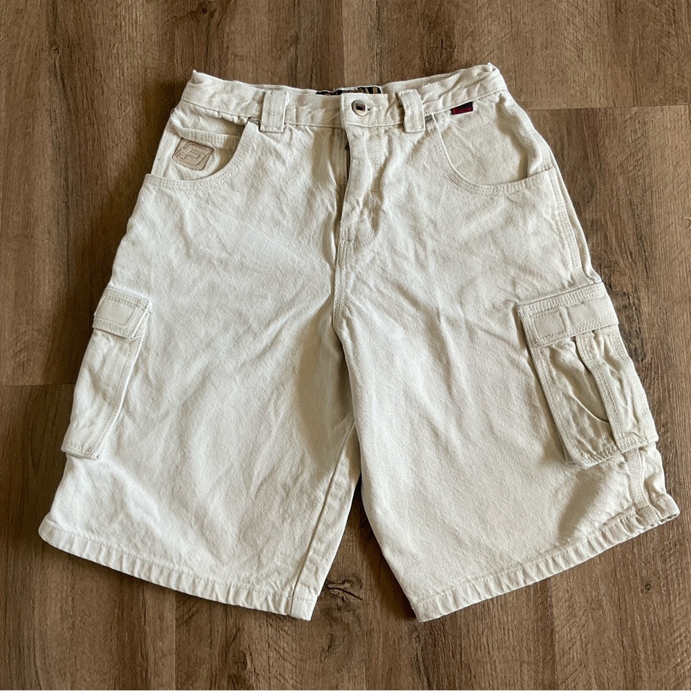 Fubu Shorts Big Kids 16 Beige Tan Cargo Utility Wide Leg Baggy Skate Urban Y2K